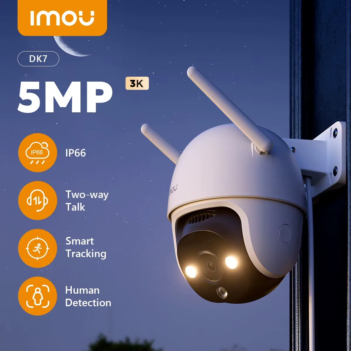 IMOU - Cámara De Seguridad Exterior Imou Dk7 5mp Ip Wifi Con Alarma