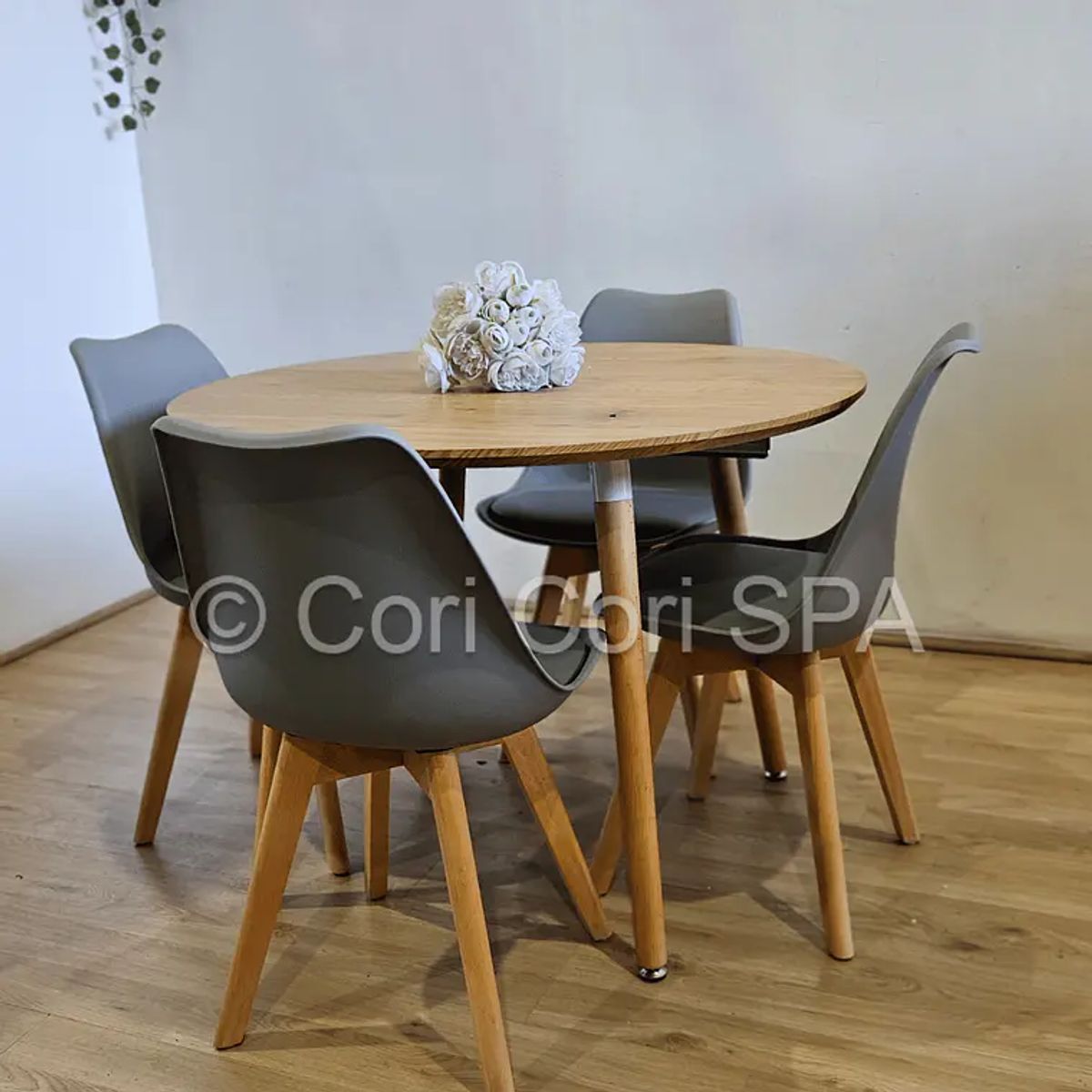 CORI CORI - Comedor Mesa Aura Wood 100cms + 4 Sillas Tulip