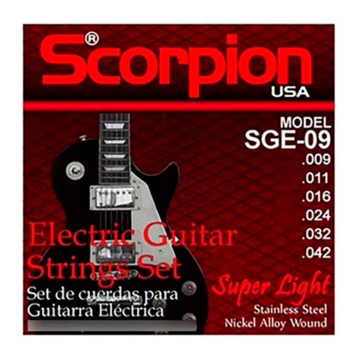 SCORPION - Set de Cuerdas Guitarra Eléctrica 9-42 Scorpion SGE-09
