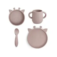 NUUROO - Set de Comida de Silicona Jirafa Lykke - Rosa Madera -