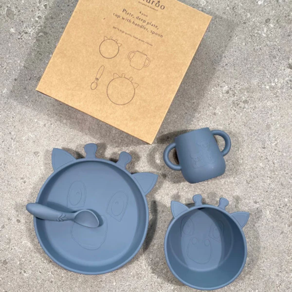 NUUROO - Set de Comida de Silicona Jirafa Lykke - Mar de Bering - Nuuroo