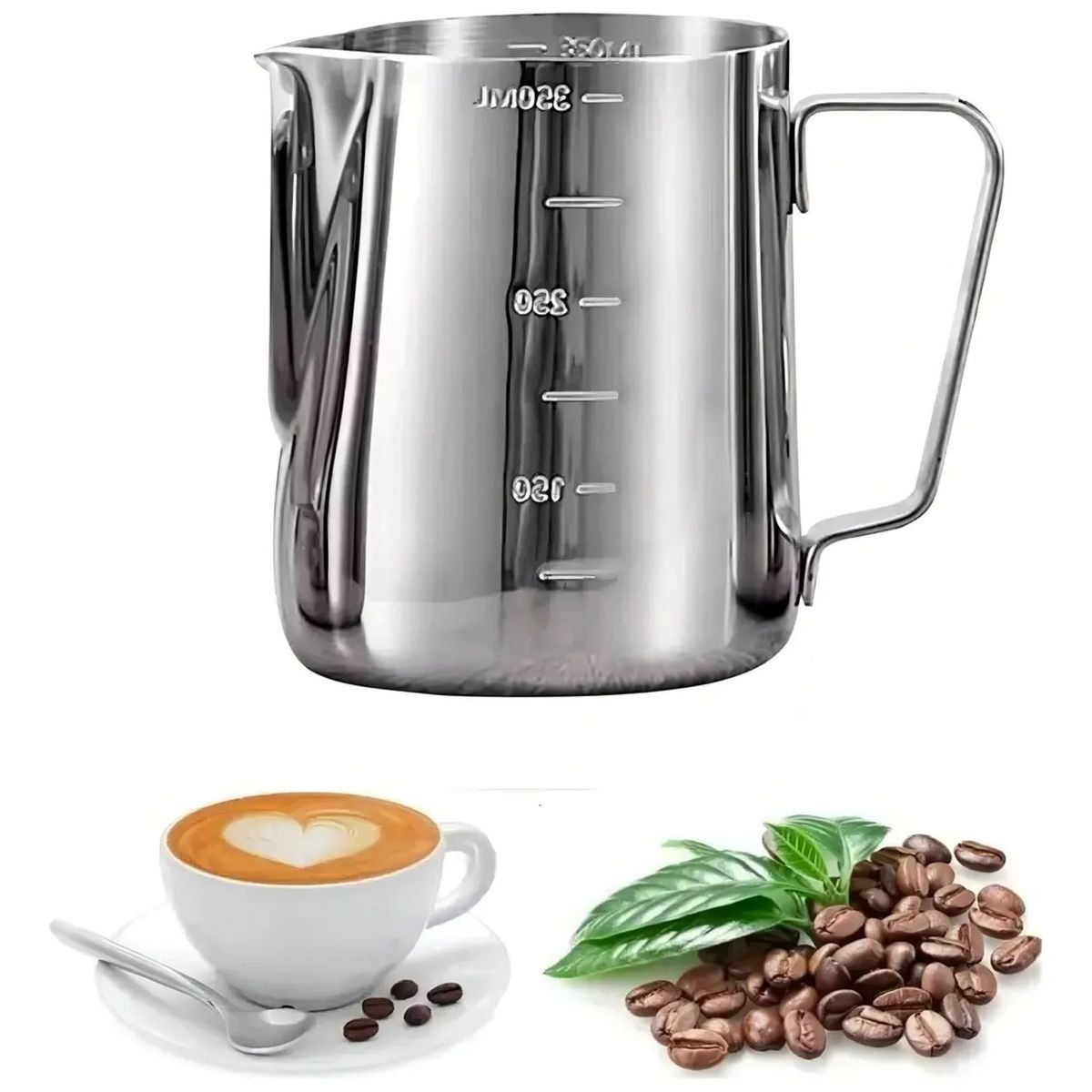 GENERICO - Jarra Lechera Acero Inoxidable 350ml Plateado para Barista
