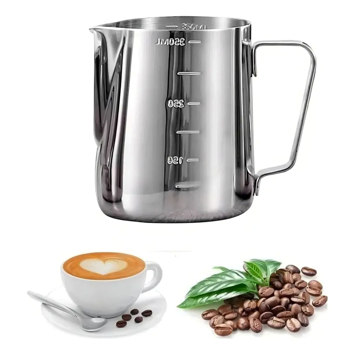 GENERICO - Jarra Lechera Acero Inoxidable 350ml Plateado para Barista
