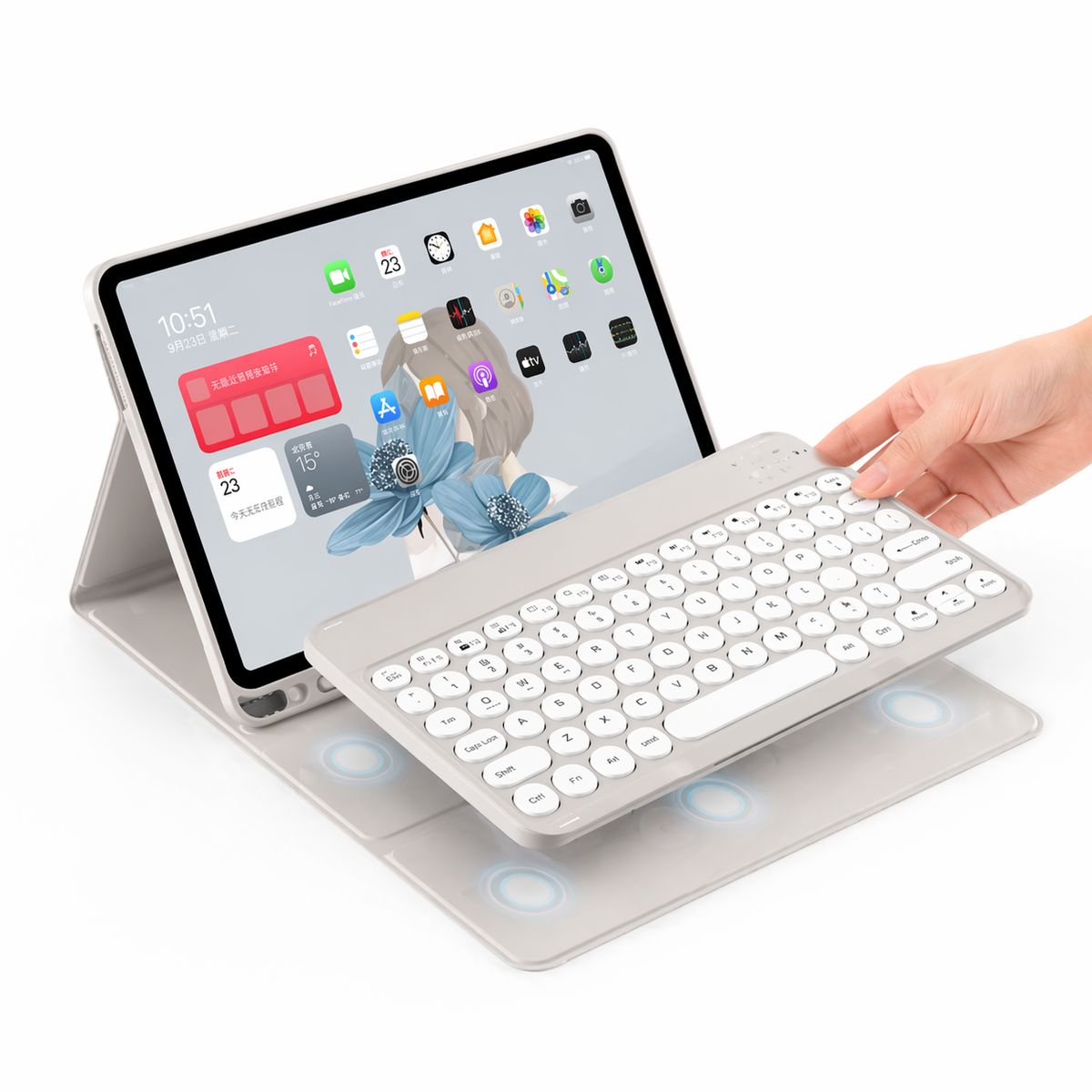 GENERICO - Funda Tipo Libro con Teclado 2.0 y Mouse para Samsung Tab A11 / A9 Plus 11 Pulgadas