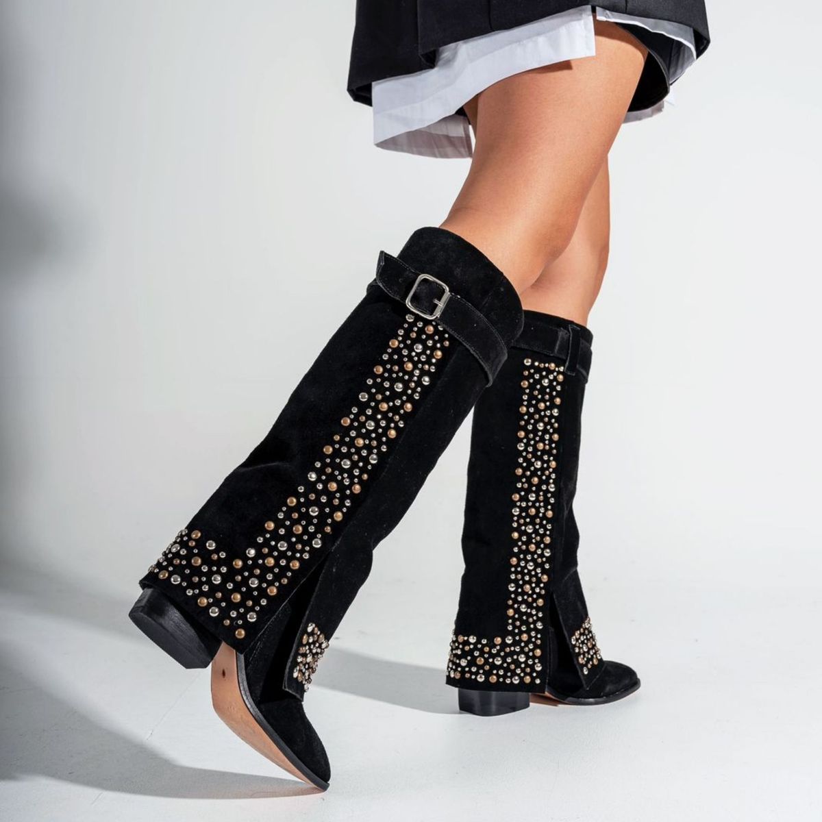 ANNY OUTFITS - Dakota Noir 100 % Gamuza Black ,Vison ,Camel.