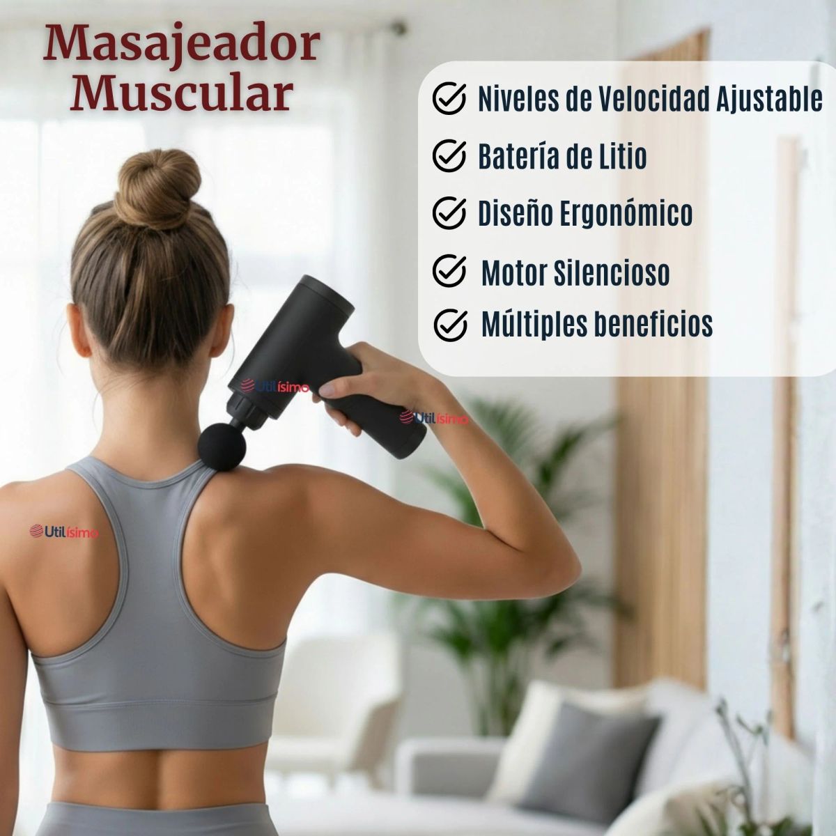 LINE - Masajeador Muscular Kinesgun Pistola Maquina Para Masajes Negro