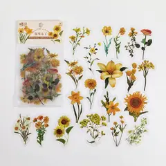 GENERICO - 40 Stickers Girasoles Naturaleza Journaling Scrapbooking