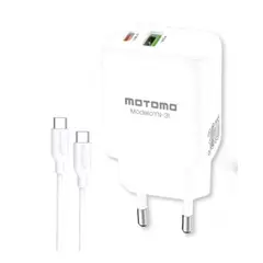 MOTOMO - CARGADOR CARGA RAPIDA GAN PD-30WQC3.0 5.0V-3.0A USB-AUSB-C FCCAPA061