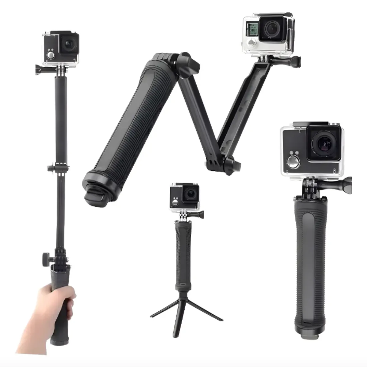 GENERICO - Baston Selfie 3en1 Way + Trípode Plegable Para Go Pro 12 11