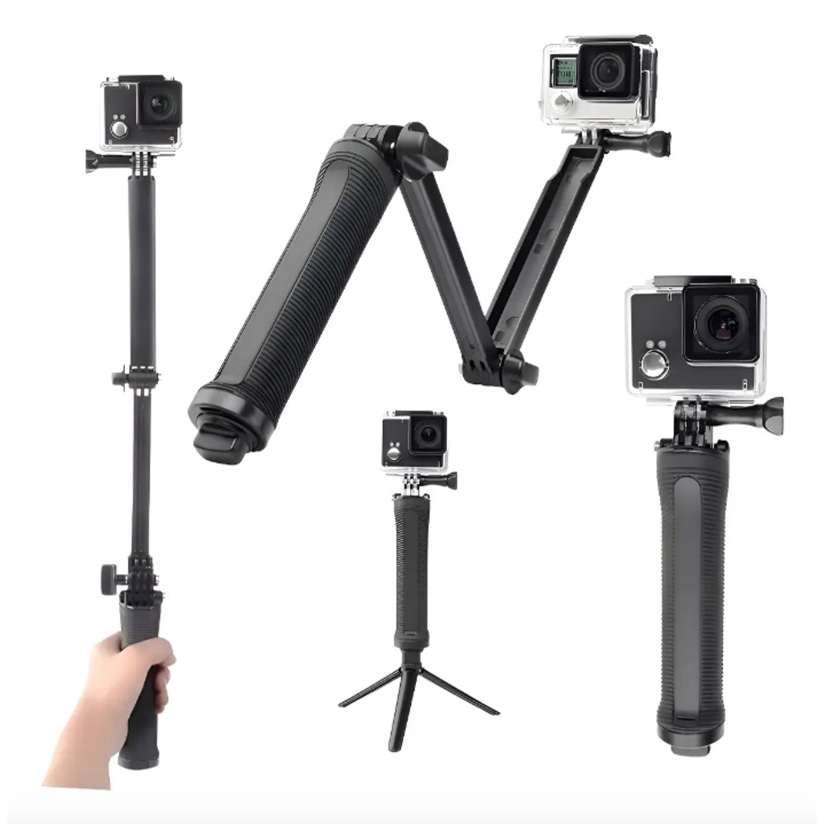GENERICO - Baston Selfie 3en1 Way + Trípode Plegable Para Go Pro 12 11
