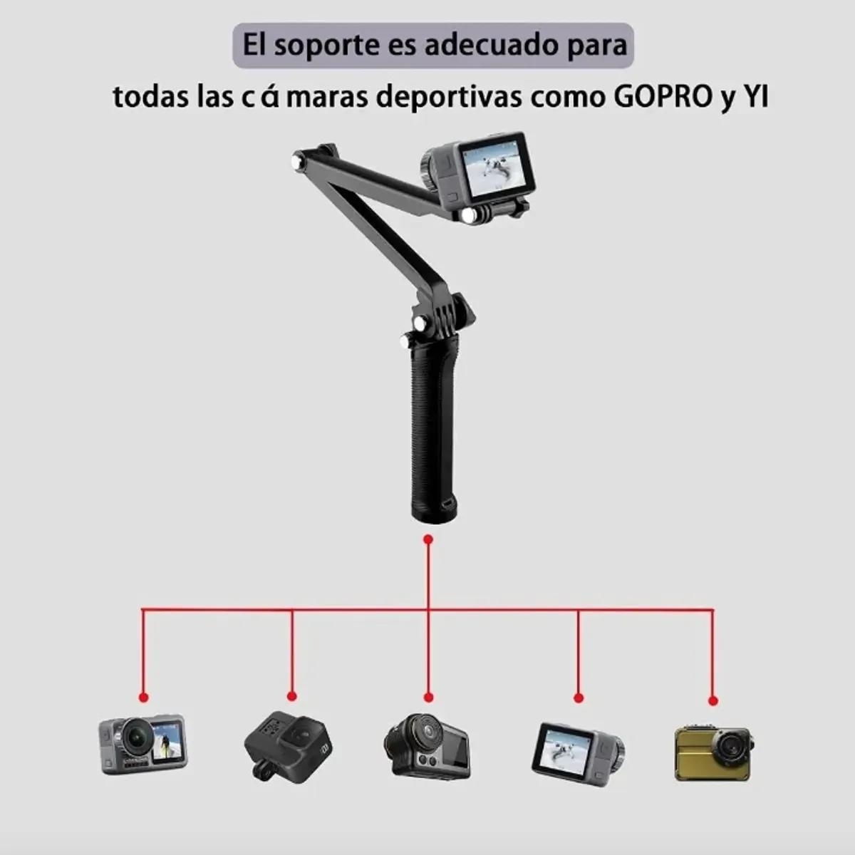 GENERICO - Baston Selfie 3en1 Way + Trípode Plegable Para Go Pro 12 11