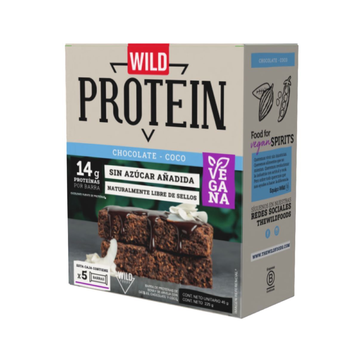 GENERICO - Wild Protein Vegana Chocolate Coco 5 Unidades