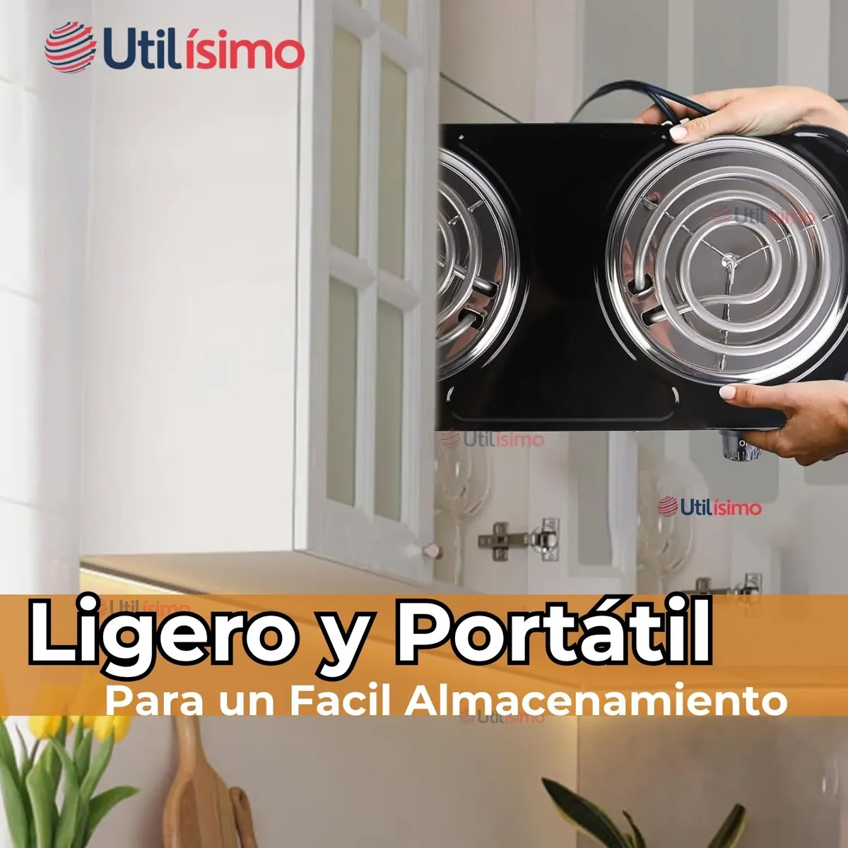 LINE - Cocina Eléctrica 2 Platos 2000W de Potencia Cocinilla Portátil Negro