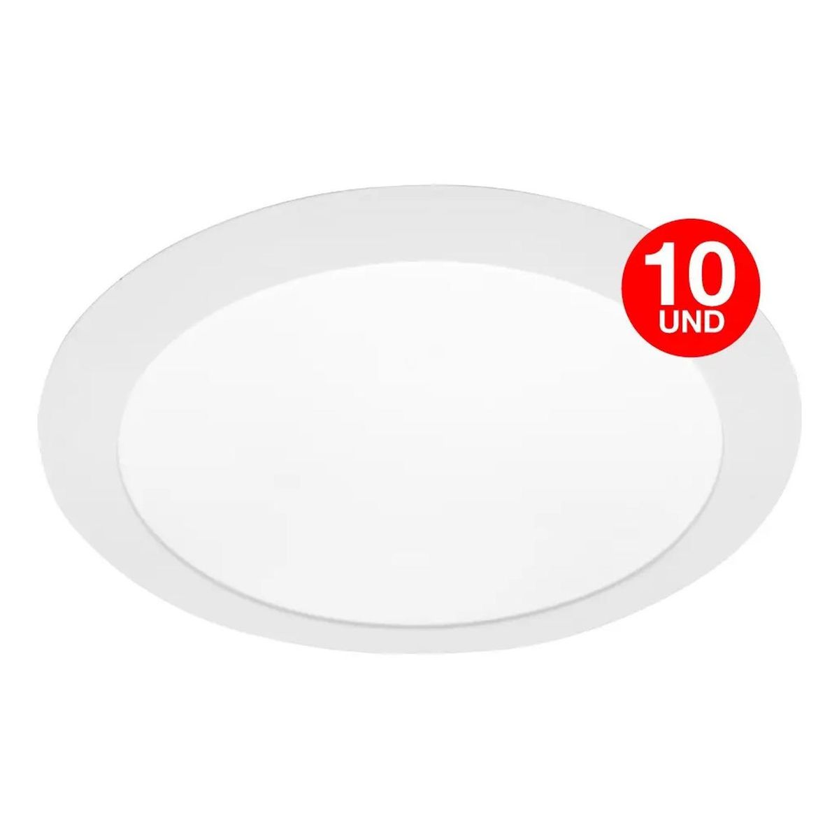DRL - Pack 10 Panel Led Foco Plafón Backlight Emb Redond 18w 6500k Blanco