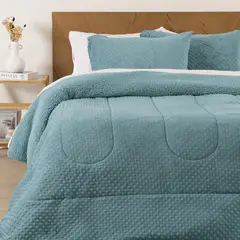 MASHINI - CUBRECAMA PLUMON CORAL 3D CON SHERPA CALIPSO 2.5 PLAZAS