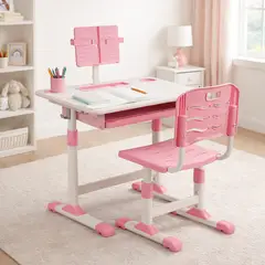 SPACE HOME - Escritorio Rosado Para Niños Con Silla Ergonomica