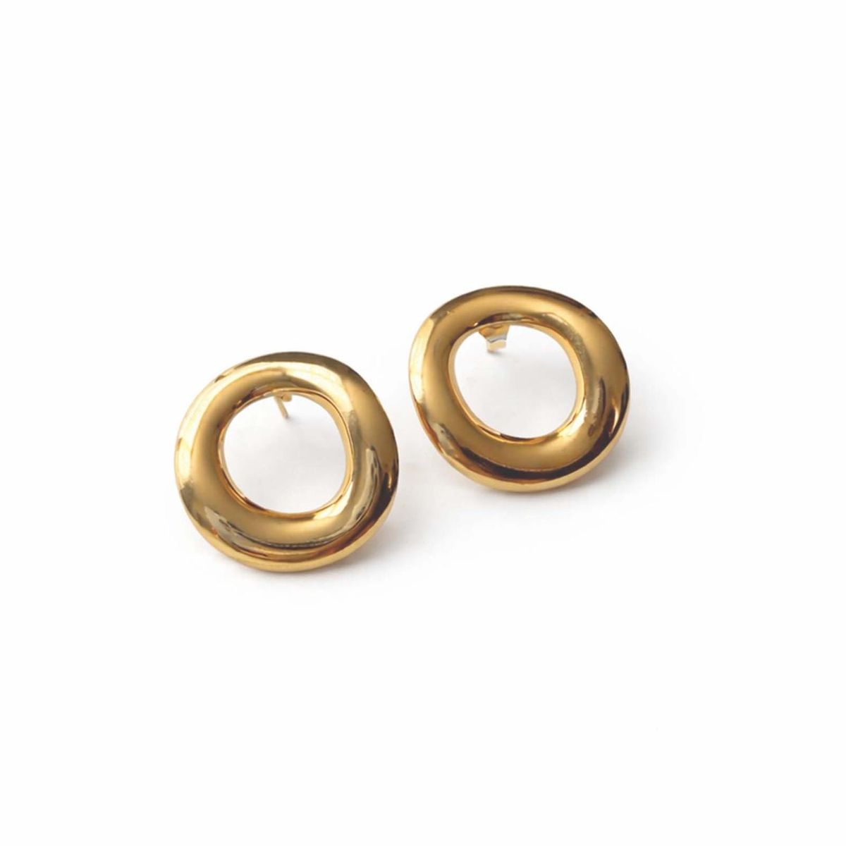 GENERICO - Aros Redondos Mujer Aretes Acero Inoxidable Estilo Chunky