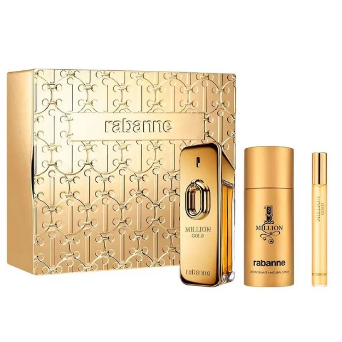 RABANNE - Paco Rabanne 1 Million Golden Oud Set de Regalo 3 Piezas para Hombre 100 ml Perfume + 150 ml Desodorante + 10 ml Travel