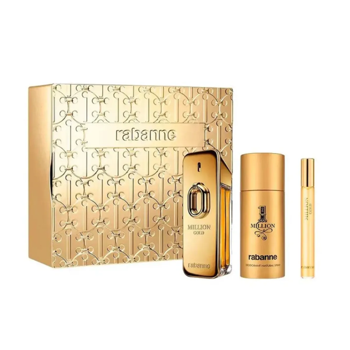 RABANNE - Paco Rabanne 1 Million Golden Oud Set de Regalo 3 Piezas para Hombre 100 ml Perfume + 150 ml Desodorante + 10 ml Travel