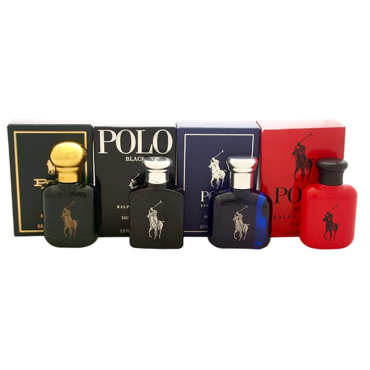 RALPH LAUREN - Ralph Lauren Polo Set de Regalo 4 Piezas para Hombre Green + Blue + Red + Black 15 ml EDT cada uno
