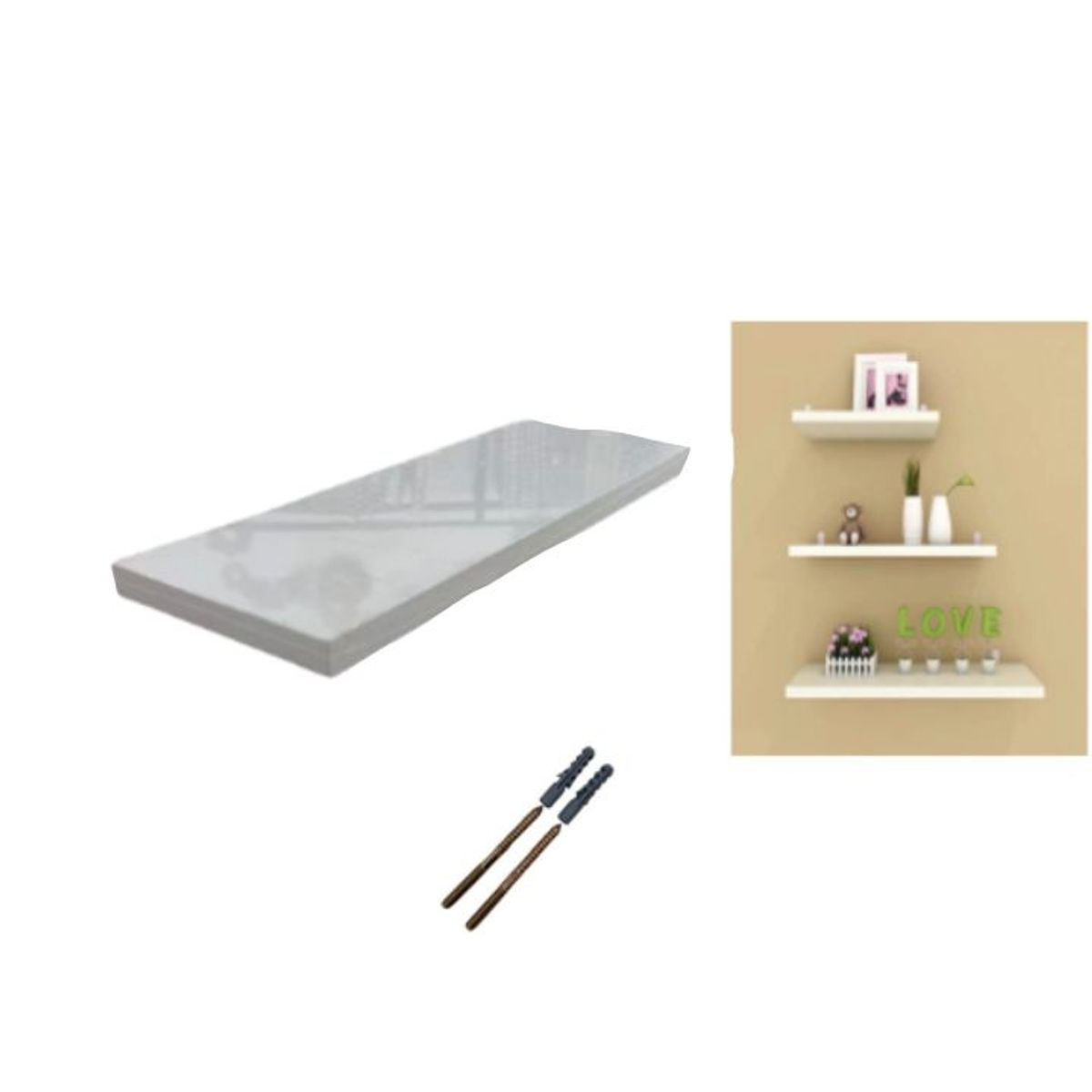 GENERICO - Repisa Flotante de Madera Blanca - 40 x 15 cm - Estante Moderno de Alta Resistencia 1pcs
