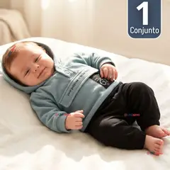 JUMP KIDS - Conjunto 2 Piezas Buzo Pantalón Y Polerón Con Capucha Azul Bebé Niño