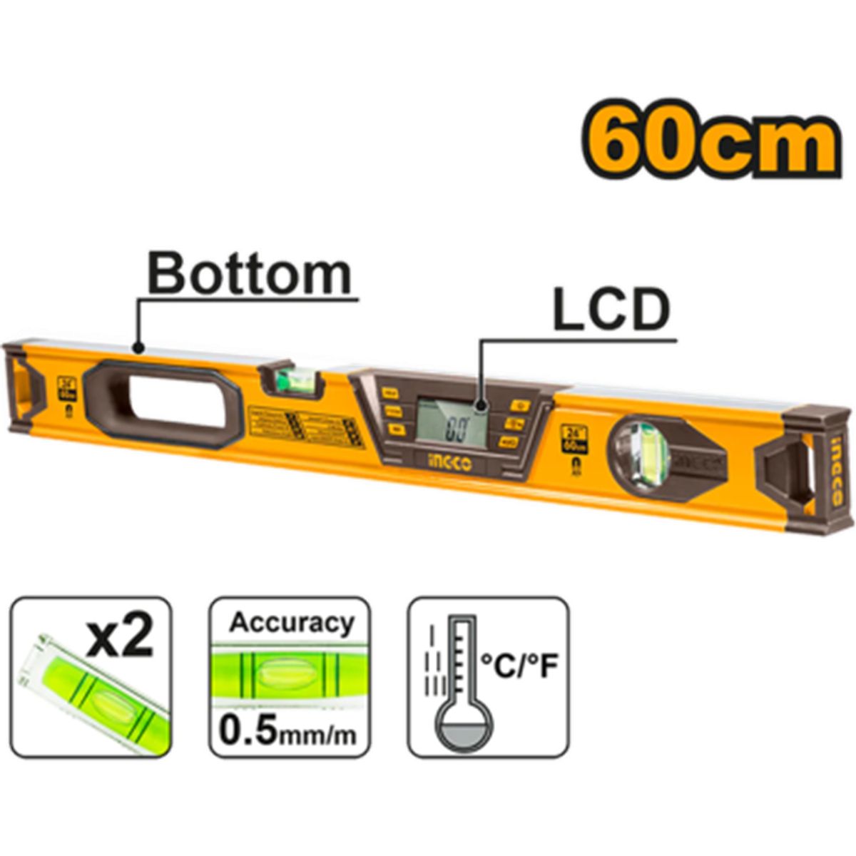 INGCO - Nivel Aluminio Digital Magnetico 60 Cm Ingco Hsl08060d