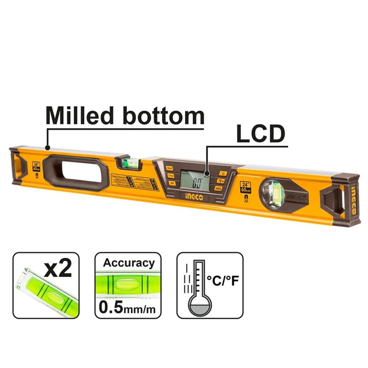 INGCO - Nivel Aluminio Digital Magnetico 60 Cm Ingco Hsl08060d