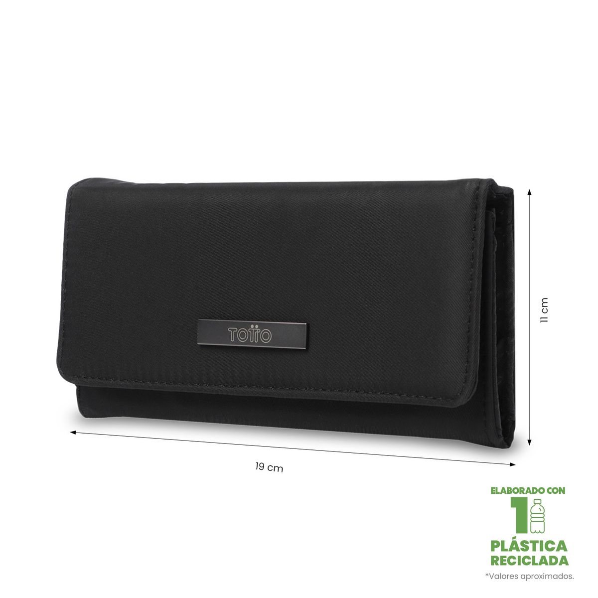 TOTTO - Billetera Mujer Adelaide Grande con RFID Blocker Negra