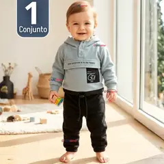 JUMP KIDS - Conjunto 2 Piezas Buzo Pantalón Y Polerón Con Capucha Azul Bebé Niño