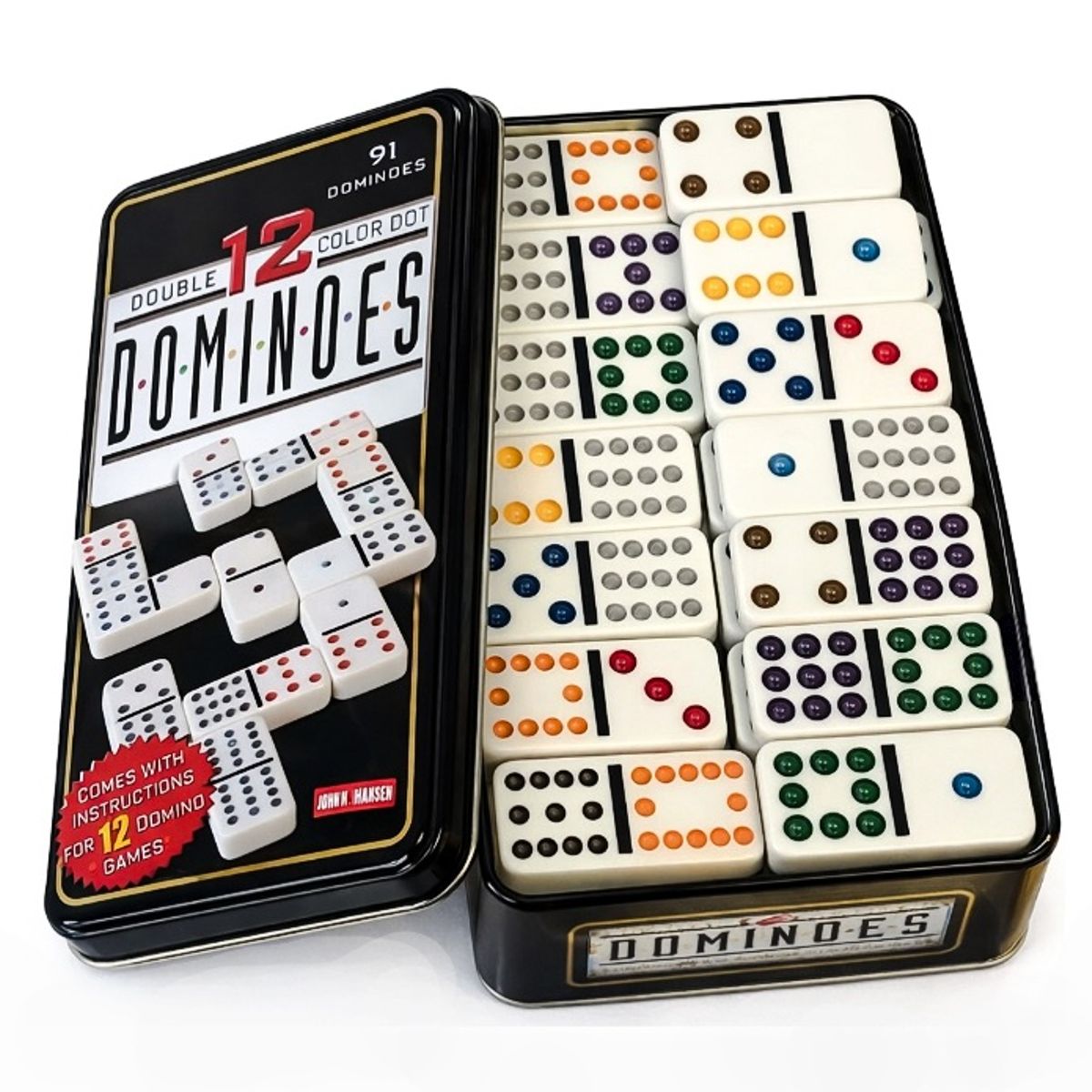 MOVI - Juego de Dominó Chancho de 12 con Colores – Edición en Caja Metálica