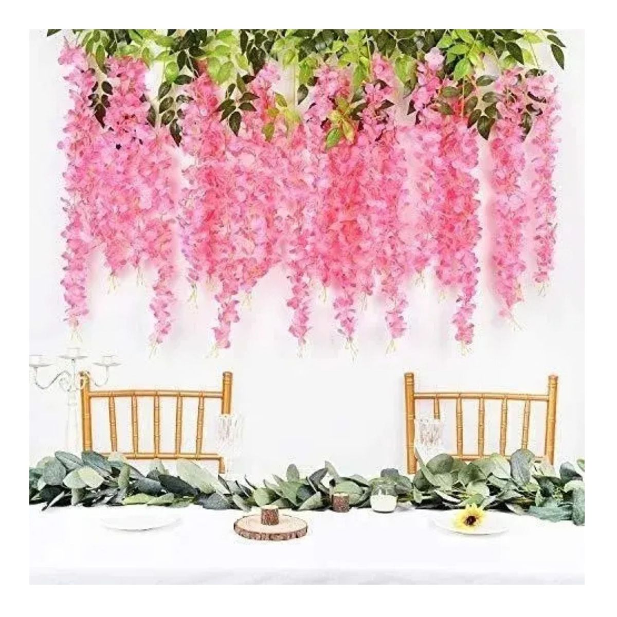 GENERICO - Pack 12 Flores Colgantes Fucsia