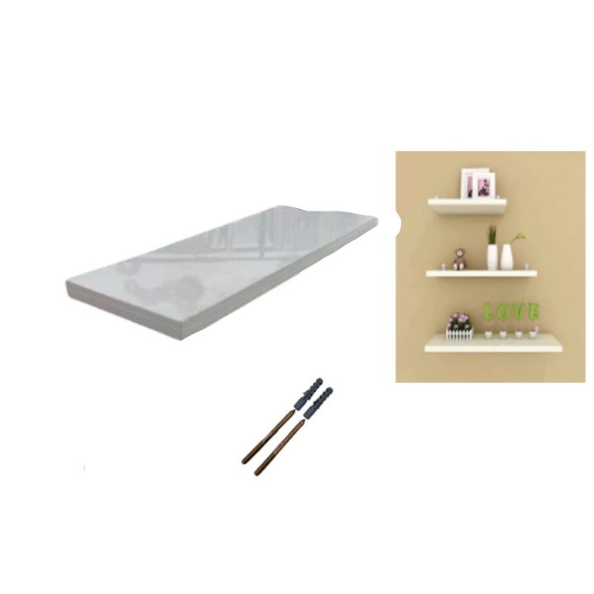 GENERICO - Repisa de Madera Reforzada XL - 60 x 15 cm - Espesor 1.8 cm - Flotante Gris Alta Resistencia 1pcs