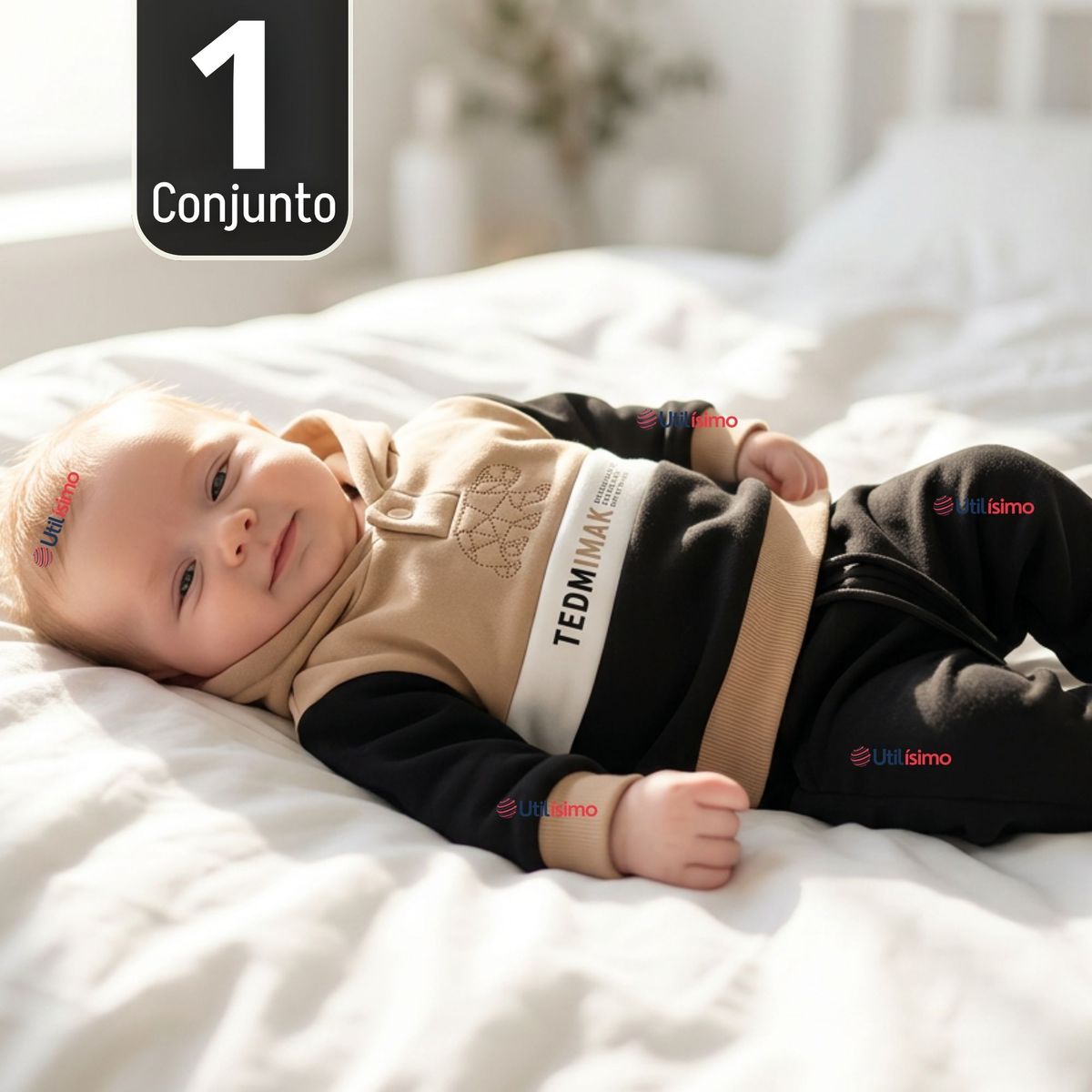 JUMP KIDS - Conjunto 2 Piezas Buzo Pantalón Y Polerón Con Capucha Negro Bebé Niño