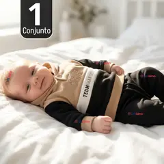 JUMP KIDS - Conjunto 2 Piezas Buzo Pantalón Y Polerón Con Capucha Negro Bebé Niño