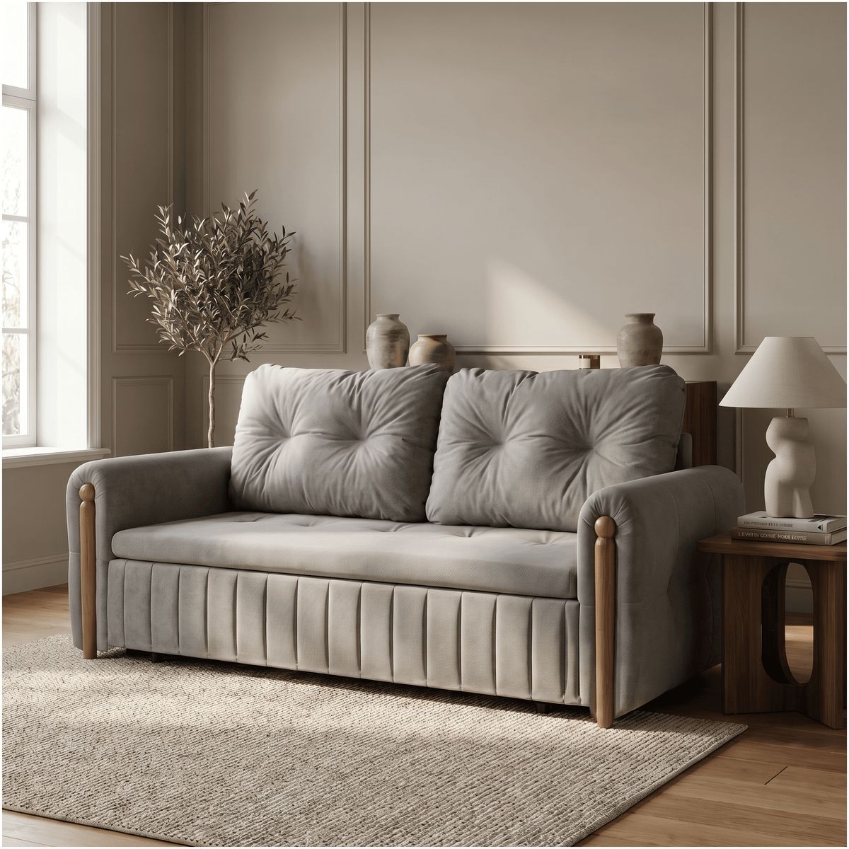 HOMER DESIGN - Sofa Cama 3 Cuerpo Con Alcenamiento Cama De 2 Plazas