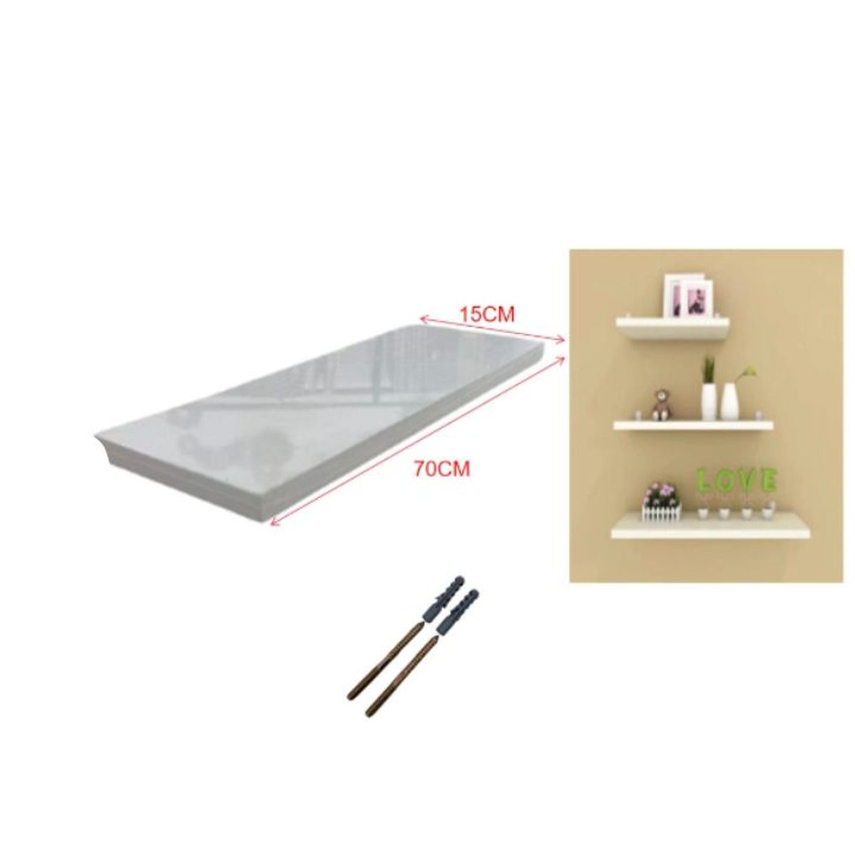 GENERICO - Repisa Flotante de Madera Gris XXL - 70 x 15 x 1.8 cm - Estante Moderno 1 PCS