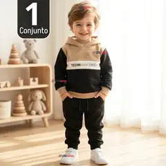 JUMP KIDS - Conjunto 2 Piezas Buzo Pantalón Y Polerón Con Capucha Negro Niño