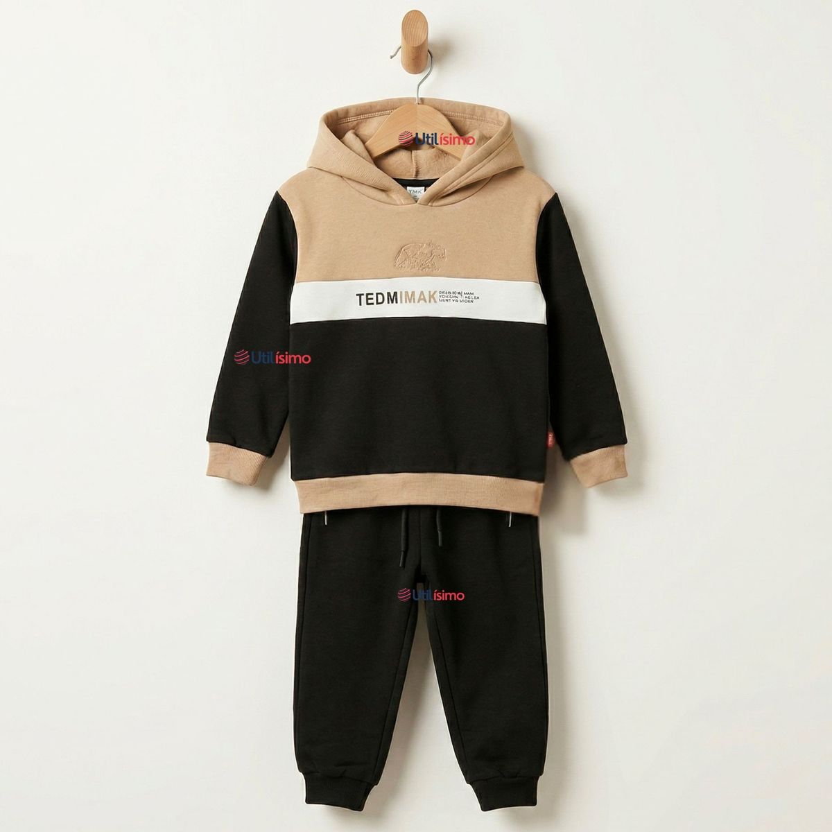 JUMP KIDS - Conjunto 2 Piezas Buzo Pantalón Y Polerón Con Capucha Negro Niño