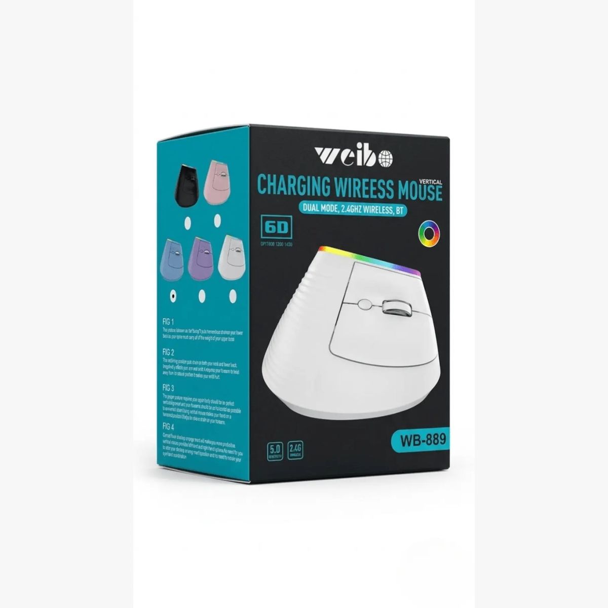 WEIBO - Mouse Vertical Inalámbrico Ergonómico WB-889 - MORADO.