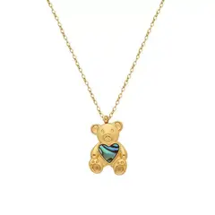 LUX JOYAS - Collar Baño Oro 18K Osito Nácar Z