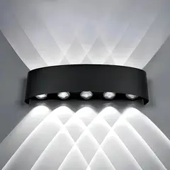 GENERICO - Lámpara de Pared LED Moderna 10W 6000K Luz Blanca 10 LEDs Impermeable IP65 para Exterior e Interior BELUG