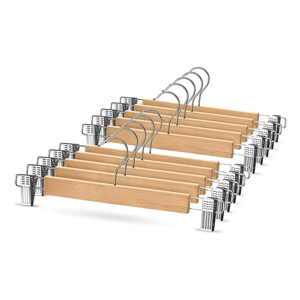 GENERICO - 10 Colgadores De Madera Metal Para Falda Pantalón Con Pinzas BELUG
