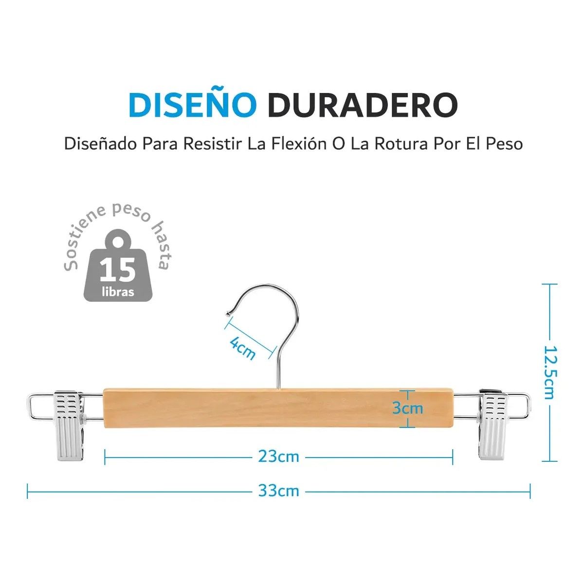 GENERICO - 10 Colgadores De Madera Metal Para Falda Pantalón Con Pinzas BELUG