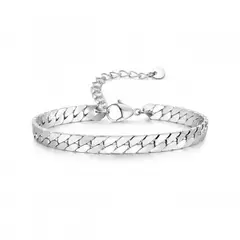 LK LUKSO - Pulsera Hombre Cubana Plana Acero Inoxidable