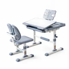 SPACE HOME - Escritorio Infantil Gris Con Silla Ergonomica Ajustable