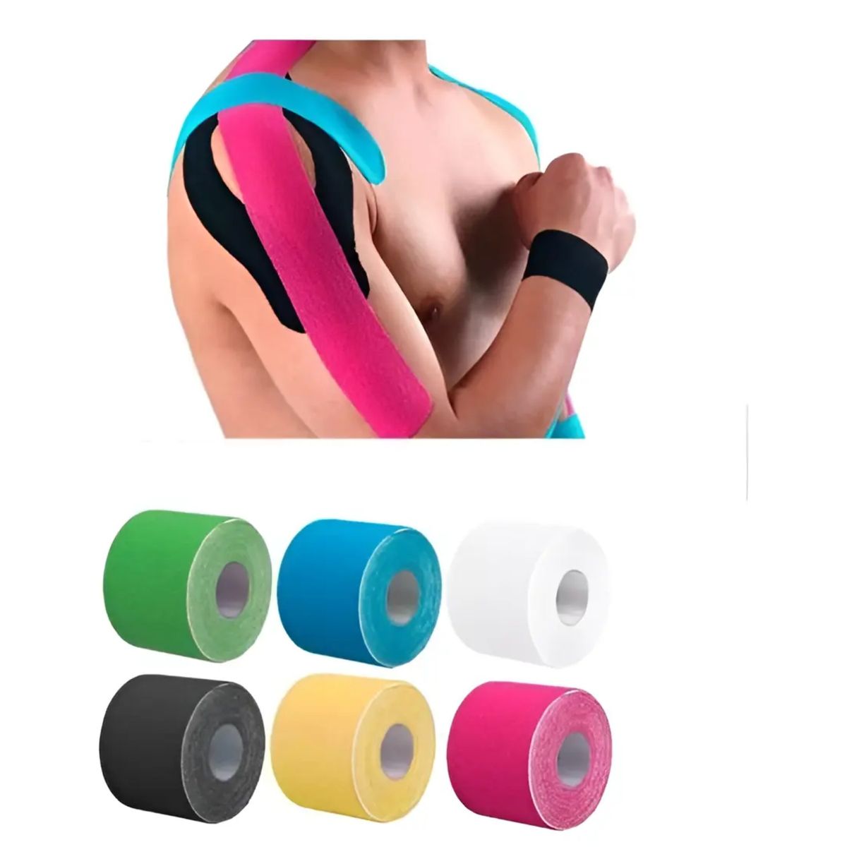 GENERICO - Cinta Kinesiológica 5 cm x 5 m – Vendaje Neuromuscular Deportivo