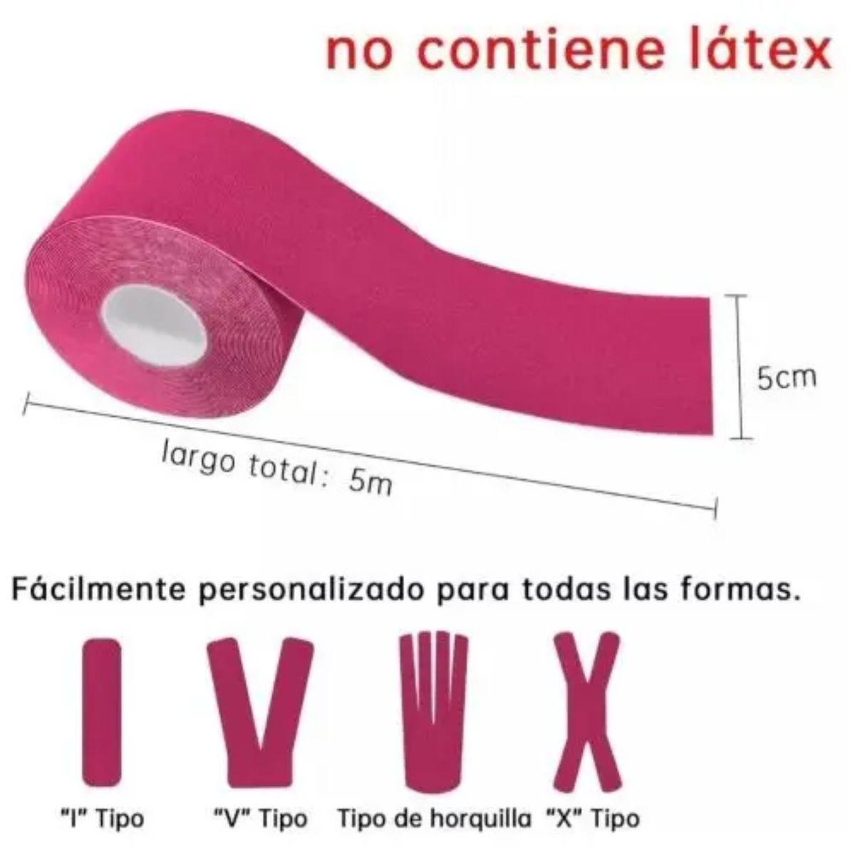 GENERICO - Cinta Kinesiológica 5 cm x 5 m – Vendaje Neuromuscular Deportivo