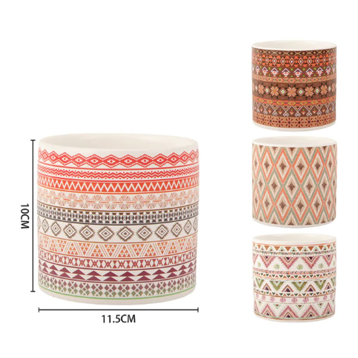 GENERICO - Set 6 Macetero Diseño Chevron 11x11cm