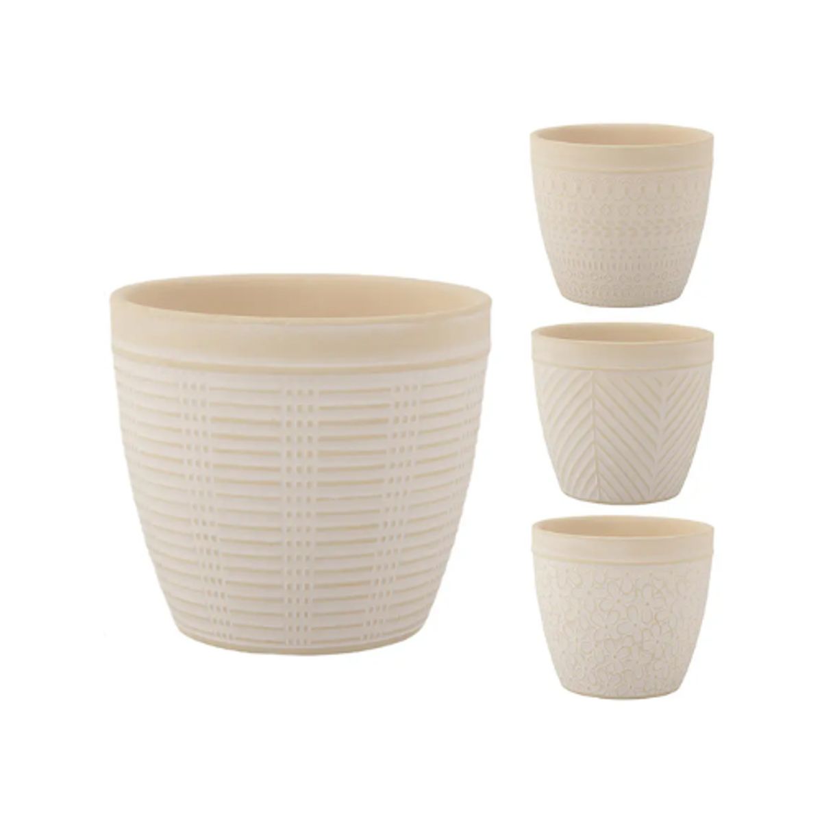 GENERICO - Set 6 Macetero Textura Claro 12cm
